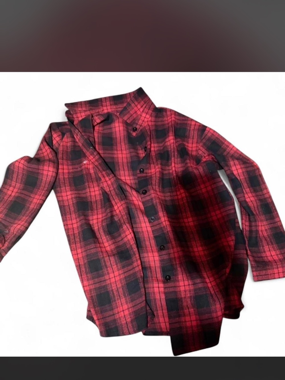 Red and Black Plaid Button-Up Shirt